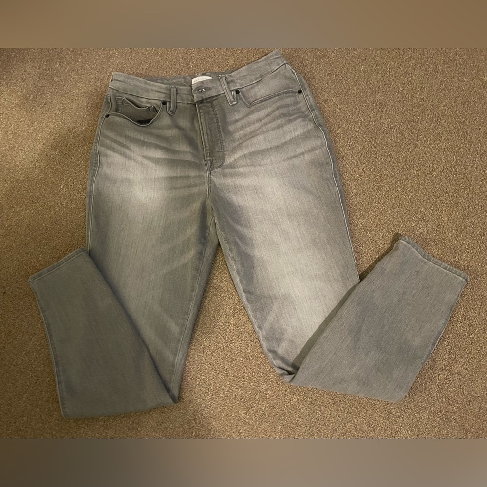 Good American Light Gray Women's Straight Leg Jeans